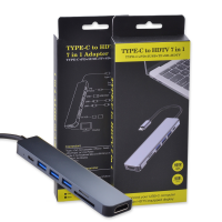 EI-DA-UN-00030GY 7 in 1 Type C to HDTV Adapter (Type C+PD+3 Ports USB+SD/TF+HDTV) - Space Gray