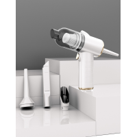 EI-VC-Q818WH USB Rechargeable Portable Super Power Handheld Vacuum Cleaner for Home and Car, Wireless Automobile Household Dust Cleaner,LED Suction and Bow Multifunctional Vacuum Cleaner - White